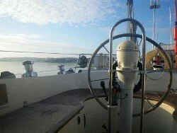 marina cockpit morning